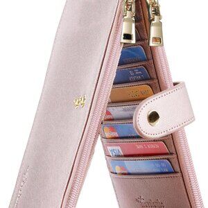 New RFID Wallet Women Large Size Bifold Multi Card Wallet Case with Zipper Pocke